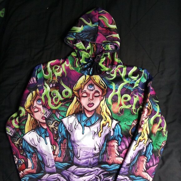 Waz Shop Alice In Wonderland AOP Hoodie Sweatshirt - Picture 1 of 7